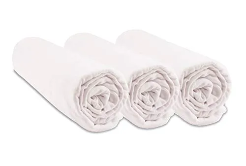 Set di 3 lenzuola con angoli in cotone biologico per culla, 40 x 80 cm, 2 colori disponibili, colore: bianco