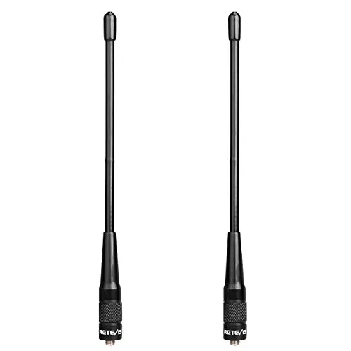 Retevis RHD701 Antenna Ricetrasmittenti VHF/UHF Doppia Banda SMA-F Alto Guadagno Antenna Compatibile con Baofeng UV-5R BF-888S UV-82 eSynic UV-5R Retevis RT5 RT5R RT86 Walkie Talkie (2 Pezzi)