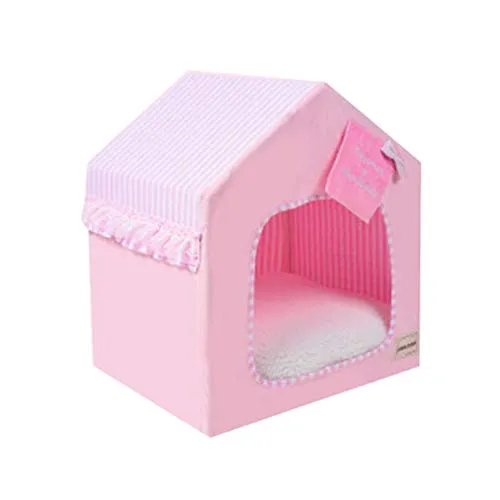 JEELINBORE Casa del Animali Portatile Pieghevole Lavabile Cuccia Letto per Cani Gatti (Rosa, S: 45 * 38 * 51cm)