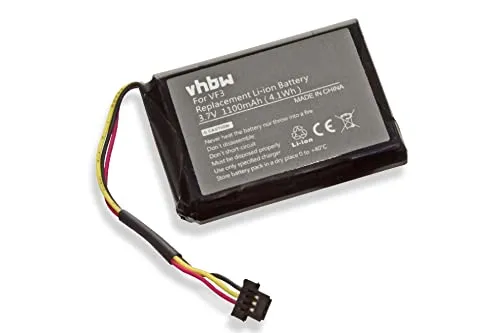 vhbw batteria compatibile con TomTom XL 340S, 340S LIVE, 340T, 340TM navigatore GPS (1100mAh, 3,7V, Li-Ion)