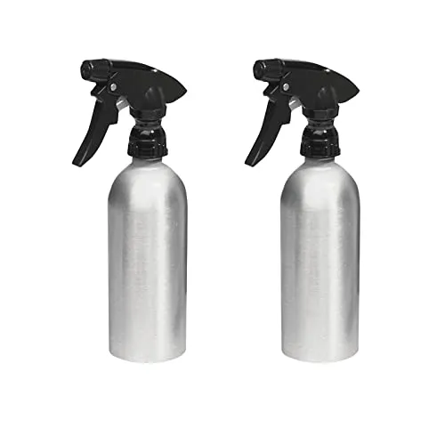 mDesign spruzzino Vuoto in Alluminio - Set da 2 - spruzzatore in Alluminio per la casa - spruzzino Acqua per Il Giardinaggio - Spazzolato/Nero