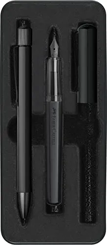 Faber-Castell 140579 - Set regalo Hexo nero, con penna stilografica M e biro a rotazione B