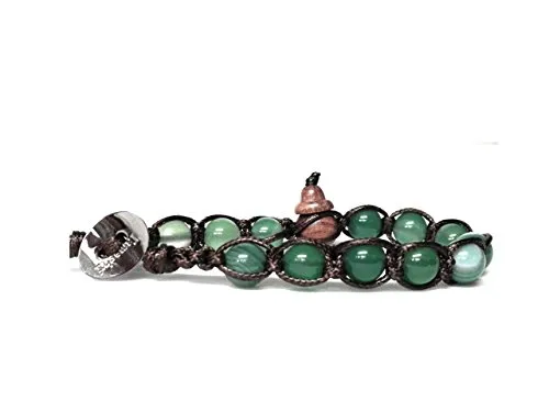 TAMASHII Bracciale Tibetano in Agata Verde Striata BHS900-140