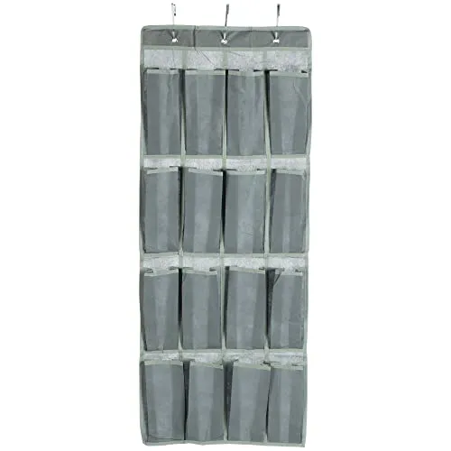 com-four® Mensola pieghevole da appendere - mensola portaoggetti con 16 scomparti - ripostiglio per scarpe - organizer per casa o in campeggio (1 pezzo - grigio/16 scomparti)