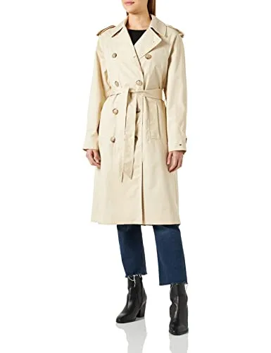 Tommy Hilfiger Trench Donna 1985 Cotton Blend Trench Trench, Beige (Light Sandalwood), 36