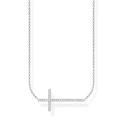 Thomas Sabo D_KE0023-725-14-L45v - Collana da Donna Orizzontale - Croce, in Argento 925 con Diamante (0,2 ct) Bianco, 45 cm