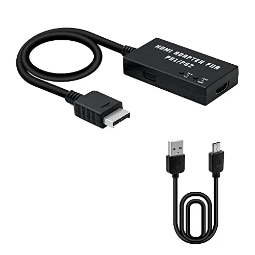 Mcbazel Adattatore HDMI per PS2/PS1, PS1/PS2 a HDMI convertitore adattatore supporta 4:3/16:9 aspetto schermo Rtio Switch e commutazione risoluzione 480p/720p