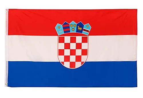 Bandiere di aricona - bandiera della Croazia, resistente alle intemperie con 2 occhielli in metallo - bandiera nazionale croata 90 x 150 cm, tricolore con stemma