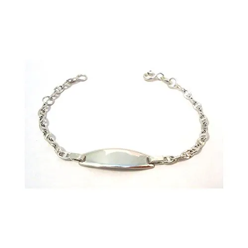 BRACCIALE BIMBO/BIMBA IN ORO BIANCO 18 KT CON PIASTRINA - Oro bianco