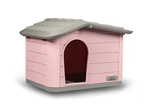 Safety Pet Villa Princess, Cuccia Smontabile per Cani Gatti, Cuccia in Materiali Riciclati, Tetto Asportabile, Dimensioni 60x41x51h Color Pink