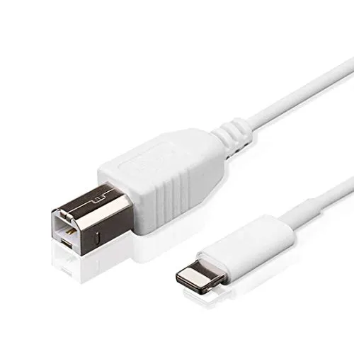 Adattatore da Lightning a cavo MIDI, USB 2.0 tipo B cavo convertitore Interconnessioni tastiera elettronica, strumenti, interfaccia audio USB, microfono per iPhone/iPad/iPod