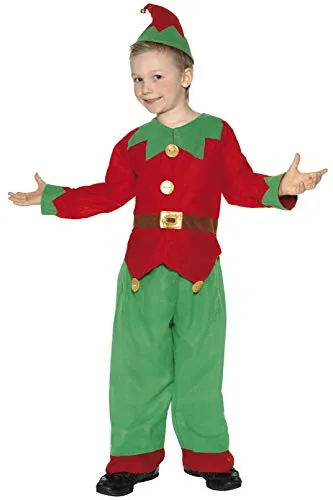 SMIFFYS Costume da elfo, Verde, con tunica, pantaloni e cappello