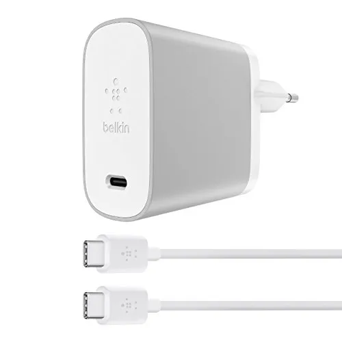 Belkin Caricatore da Casa Universale da 45 W/USB-C, Cavo da USB-C a USB-C da 1.8 m Incluso, Ricarica Standard Compatibile con Google Pixel 2/2L, Samsung Galaxy S8/S8+/S9/S9+/Note 9 e iPad Pro