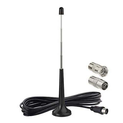 Bingfu Antenna Radio FM DAB Interni Antenna Telescopica 75 ohm Base Magnetica Cavo Prolunga 3m per Sintonizzatore Radio Portatile Ricevitore Stereo Casa Amplificatore Stereo Ricevitore HiFi