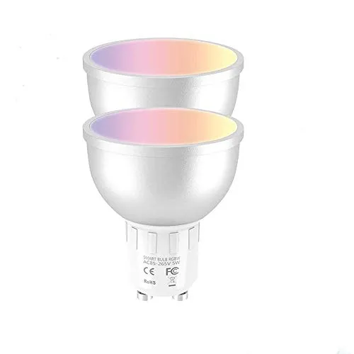 2pcs Smart Wifi LED Lampadina 5W Dimmerabile Lampada GU10 Multicolor LED Bulb Compatibile con Alexa Echo Google Home e IFTTT [Classe energetica A ++]