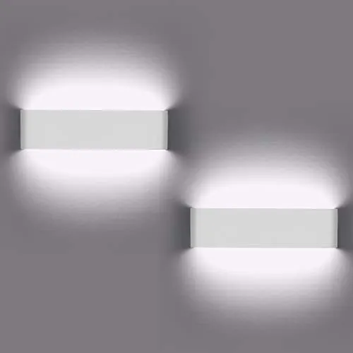 Lampade da parete per interni, 2 pezzi Applique da parete 12W LED Luci su e giù Lampada da parete moderna per soggiorno Balcone Portico per scale, Luce bianca fredda