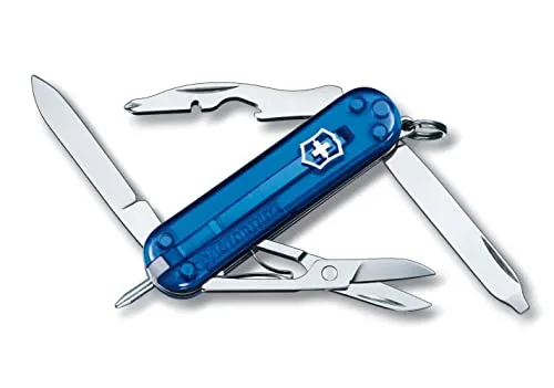 Victorinox, coltellino svizzero Manager (10 funzioni, penna a sfera, forbici) blu trasparente