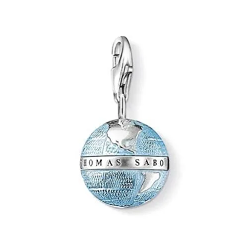 Thomas Sabo Charm Club Pendente da Donna a Forma di Globo Terrestre in Argento Sterling 925 0754-007-1