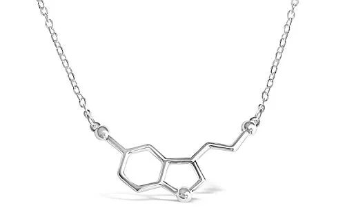 BGTY, Collana in argento Sterling da donna con motivo con molecola di serotonina, gioielli ideali per insegnanti, professori, laureandi in chimica e amanti della scienza