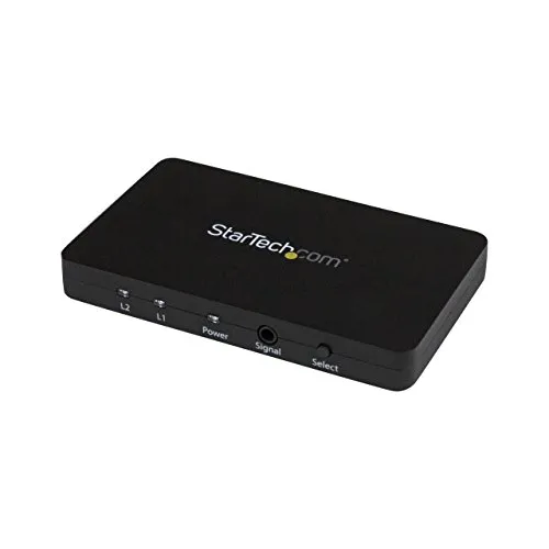 StarTech.Com Switch Commutatore Automatico a 2 Porte HDMI con Case in Alluminio e Supporto MHL, 2 x 1 HDMI Switch Box, 4k 30Hz