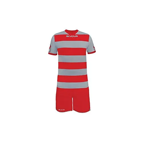 Givova KITC42B, Kit Rugby Unisex - Adulto, Grigio Chiaro/Rosso, M