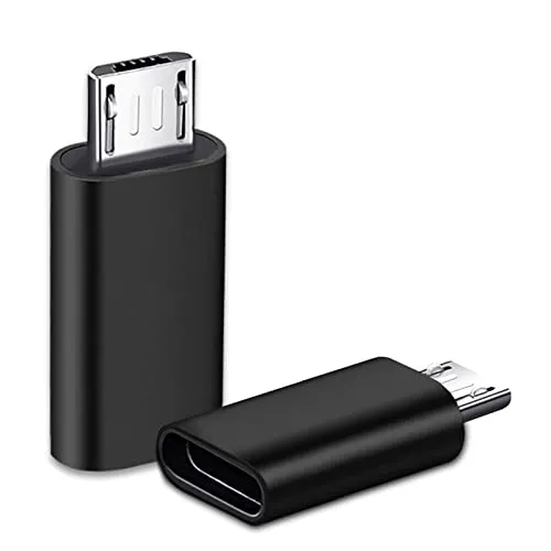 iJiZuo Adattatore Micro USB a USB C [2 Pezzi], Micro USB (Maschio) a USB C (Femmina) Adattatore Trasferimento Dati, per Galaxy S7/S7 Edge/S6/J7, LG G4, Huawei P10/ P9 Lite-Nero