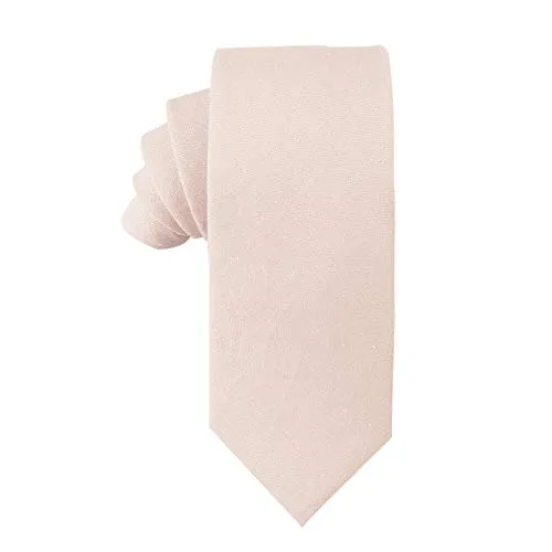 AUSCUFFLINKS Uomo Cravatte in lino con lacci in cotone beige fiammato | cravatte da matrimonio groomsmen | sposo (cravatta magra, fard beige)