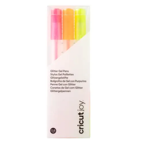Cricut Glitter 3CT Set di Penna Gel di Scintillante | Neon | Punto fine 0,8 mm | 3-Pack | per l'uso, Multi, Joy, 3 unità