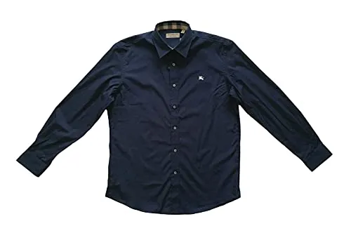 BURBERRY Camicia Manica a Lunga in Cotone Uomo 4500589605 Blu (Blu, L)