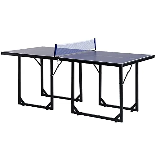 HOMCOM Tavolo da Ping Pong Pieghevole per Interni, in MDF e Acciaio, 152.5 x 274 x 76 cm, Blu e Viola