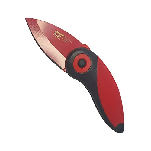 Euroxanty - Coltello da cucina pieghevole, in acciaio inossidabile, tascabile, per frutta, lama da 5 cm, rosso