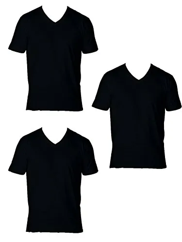 Enrico Coveri 3 t-Shirt Uomo Mezza Manica Scollo a Punta Caldo Cotone Interlock Art. ET1201 (4/M, Nero)