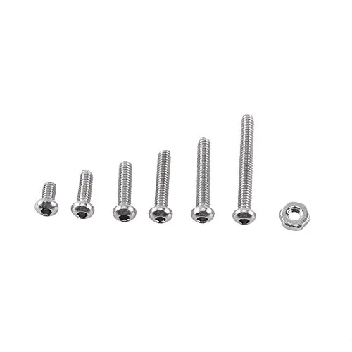 BigBig Style M2 Hex Socket Screws A2 Stainless Bolts and Nuts Assortment Set 250Pcs (Button head)