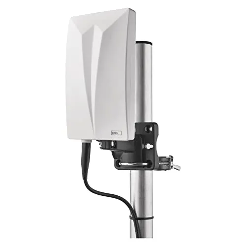 EMOS Antenna interna ed esterna Village, antenna attiva universale per ricezione remota (0-80 km) di DVB-T2, DAB, FM, Full HD, con filtro di blocco LTE integrato, filtro 4G, 5G e amplificatore