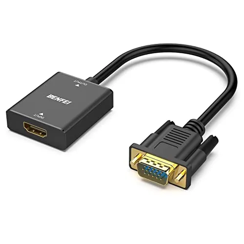BENFEI Adattatore da HDMI Ingresso a VGA Produzione, HDMI Femmina a VGA Maschio Con jack audio da 3,5 mm, Compatibile con TV Stick, Computer, Desktop, laptop