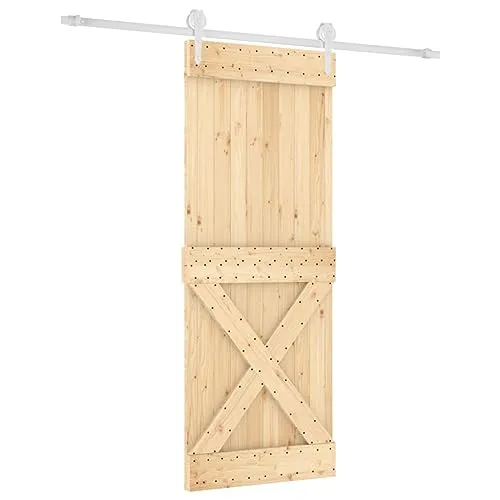 vidaXL Porta Scorrevole con Set Hardware 90x210 cm Legno Massello Pino