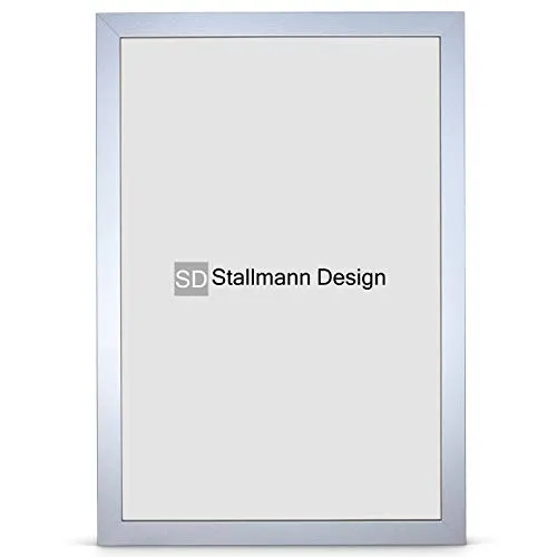 Stallmann Design, cornice “New Modern”, 10 x 15 cm, colore bianco, din A4 e 60 altri formati, in legno MDF, per foto o quadri., Legno, argento, 70 x 100 cm