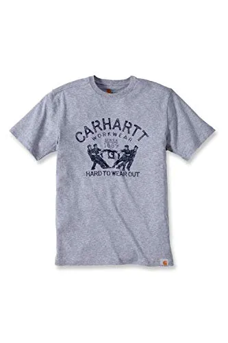 Carhartt - .102097.034.S005, Maglietta Maddock con stampa"Hard To Wear Out" (lingua inglese), M, colore grigio porpora