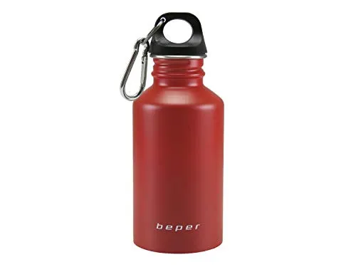 BEPER C102BOT002 Borraccia 500 ml in Acciaio con Moschettone, Colore Rosso