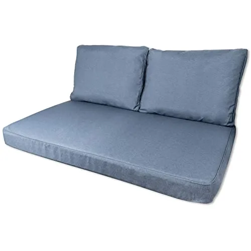 Cuscini per pallet da esterno Nordje Comfort Duo con fo-dera impermeabile, composti da cuscino seduta da 120x80 cm e cuscino schienale | Cuscini per pallet | Cu-scino per bancali (blu)