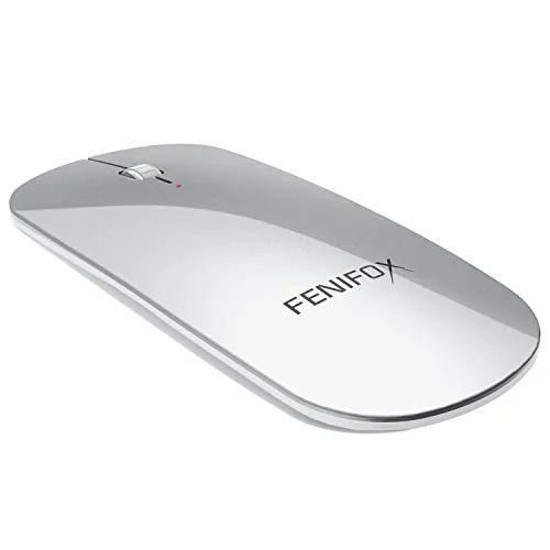FENIFOX Mouse Wireless, Mini Mouse Bluetooth Ricaricabile, Mice Portatile Silenzioso per Viaggio d'Affari, Ufficio, Casa, Compatibili Mac/Windows/Notebook/Tablet/Cellulare-Argento