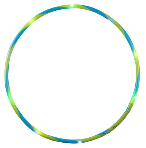 alldoro cappuccio Pneumatico Hoop Fun Ø 60 cm, con 9 LED, per sport, fitness e ginnastica, con luce, per bambini dai 4 anni in su e adulti, colore: verde/blu, Diametro, 63014