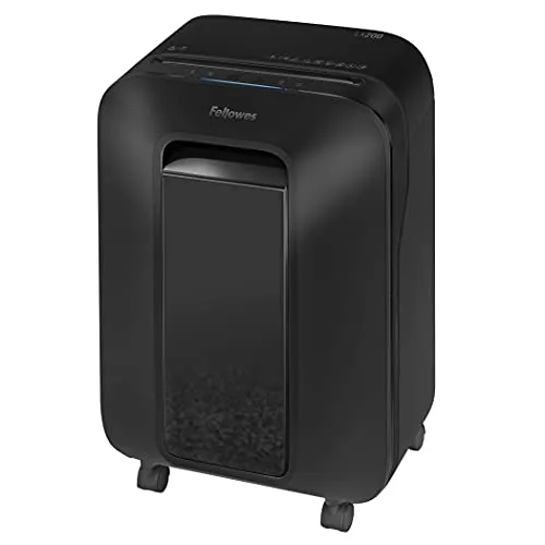 Fellowes 5502201 LX200 distruggi documenti a miniframmento, 12 fogli, per uso personale o da scrivania, con Intellibar e SafeSense, nero