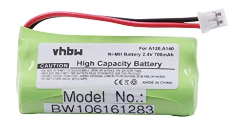 vhbw NiMH batteria 700mAh (2.4V) compatibile con telefono cordless Siemens Gigaset A26, A260, A260 Duo sostituisce V30145-K1310-X359, V30145-K1310-X383.