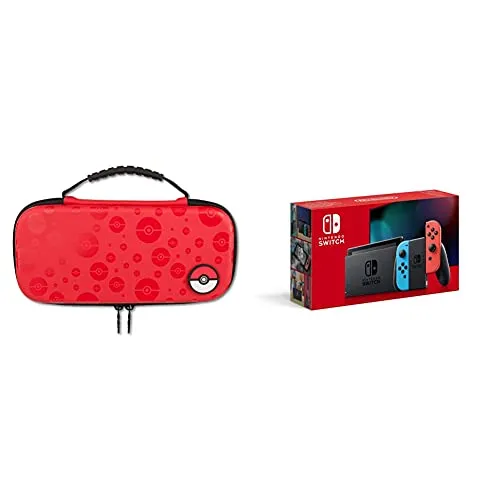 Nintendo Switch - Blu/Rosso Neon + Custodia Poke Ball Rosso