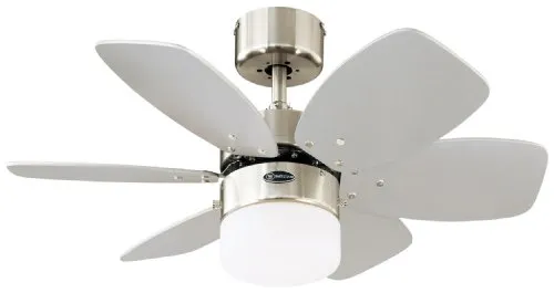 Westinghouse Lighting, 78788 Flora Royale One-Light 76 cm ventilatore a soffitto per interni a sei pale, finitura cromo satinato con vetro opalino effetto ghiaccio