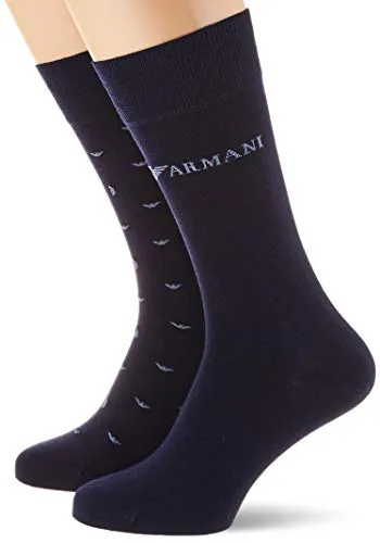 Emporio Armani Underwear Short Socks all Over Eagle Multipack Calze, Blu (Blu 00134), (Taglia Unica: TU) Uomo