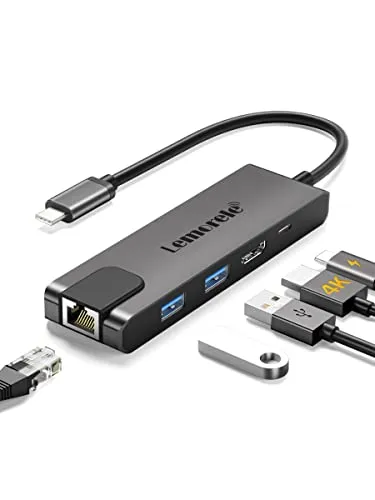 Lemorele Hub USB C Ethernet RJ45 a 1000M - 6 in 1, Spazio Alluminio Adattatore USB C Hub con HDMI 4K, PD 100W, 2 USB 3.0, USB C per MacBook Air/Pro M1, iPad M1, Windows, Switch, Chromecast, Cellulare