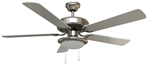 Ventilatore da soffitto con luce Vinco 70915, 5 pale, diametro 132 cm, corpo lampada inox, comando manuale, predisposto per telecomando, con invertitore di rotazione