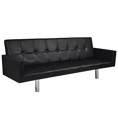 vidaXL Divano Letto Trasformabile in Similpelle da Salotto Bracciolo Nero Sofa